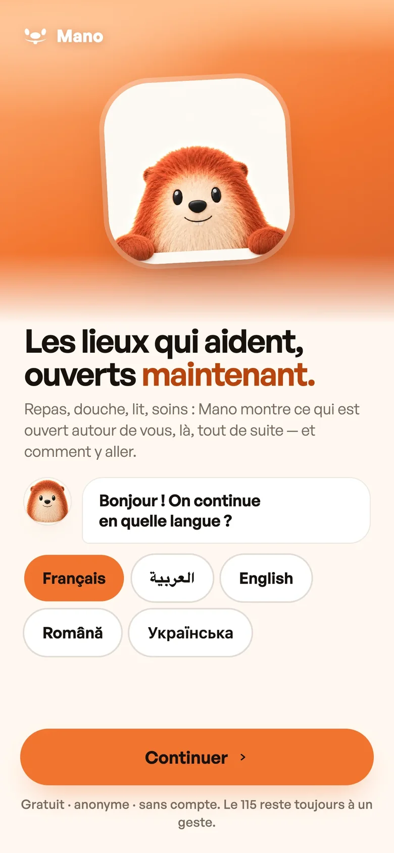 Le choix de la langue : français, arabe, anglais, roumain, ukrainien